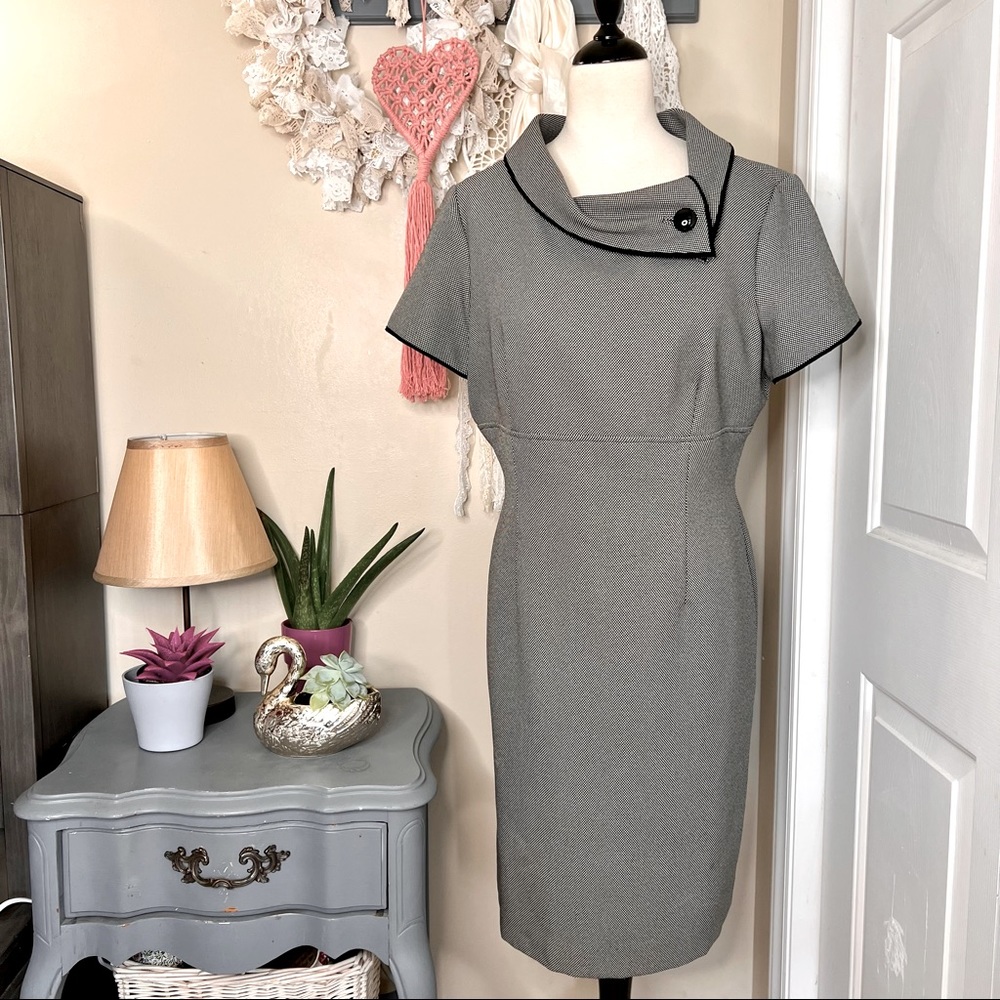 Vintage Repro Tahari Mad Men 50’s Style Office Pin-Up Short Sleeve Dress